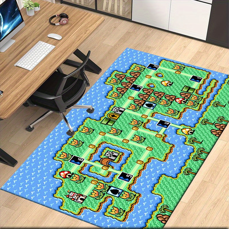 Retro Gaming Rug - Nostalgic Retro Game Themed Rug, Anti-Slip