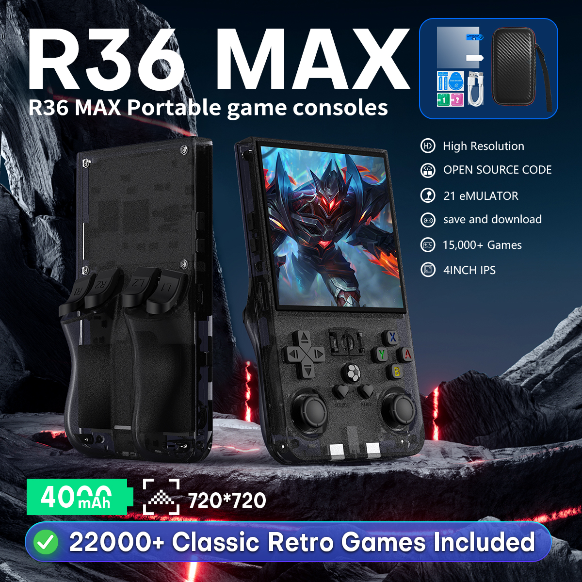 Retro Gaming Emulator Console - Open Source R36MAX Portable Video Game