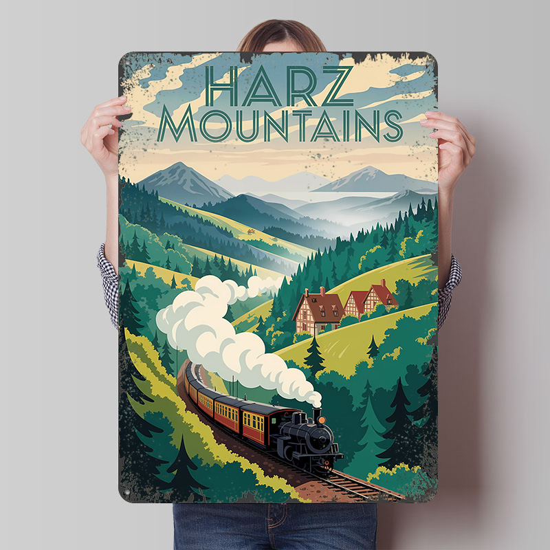 Retro Poster Gaming - Harz Mountains Train Travel Metal Poster