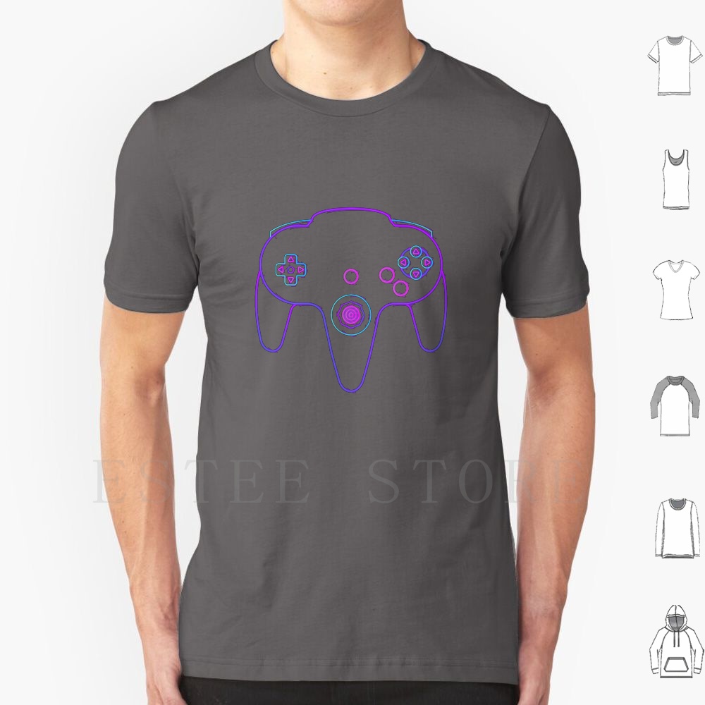 Retro Gaming Shirt - Neon Controller N64 T Shirt Men