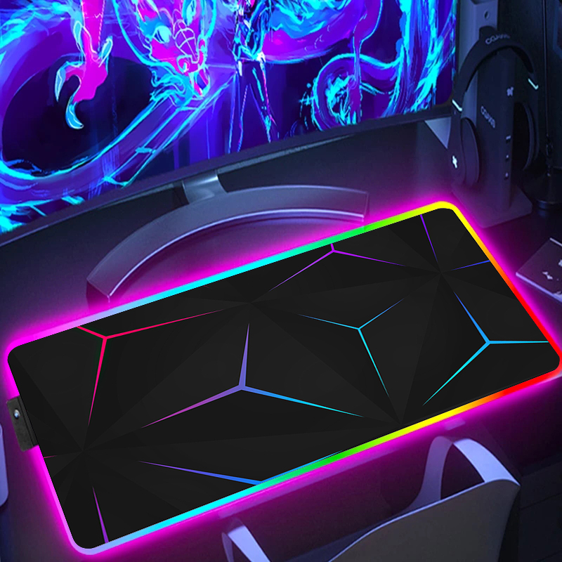Retro Gaming Art - RGB Extended Hexagon Gaming Mouse Pad