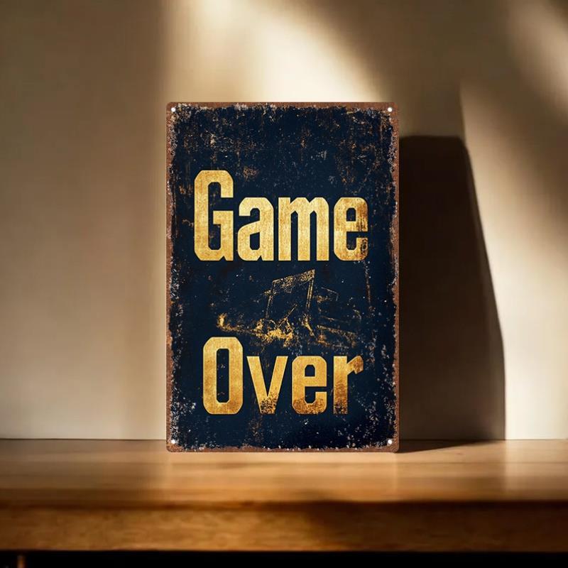 Vintage Game Over Metal Tin Si - Retro Poster Gaming review and price