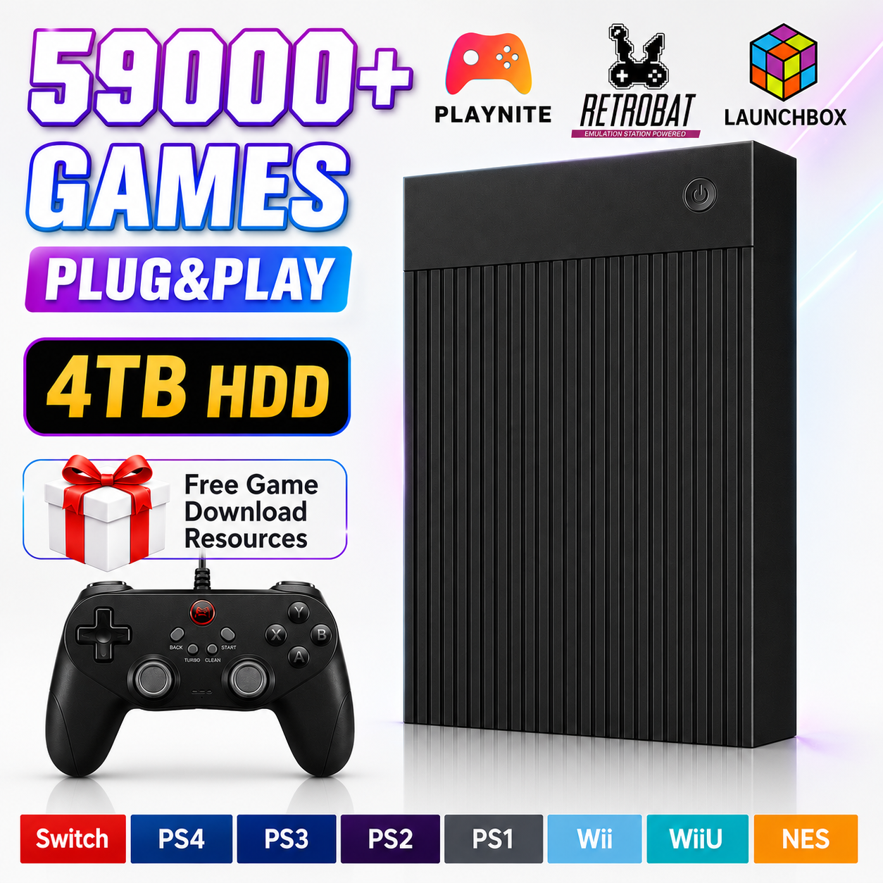 Portable 4TB Gaming HDD with 5 - Retro Gaming Emulator Console review and price