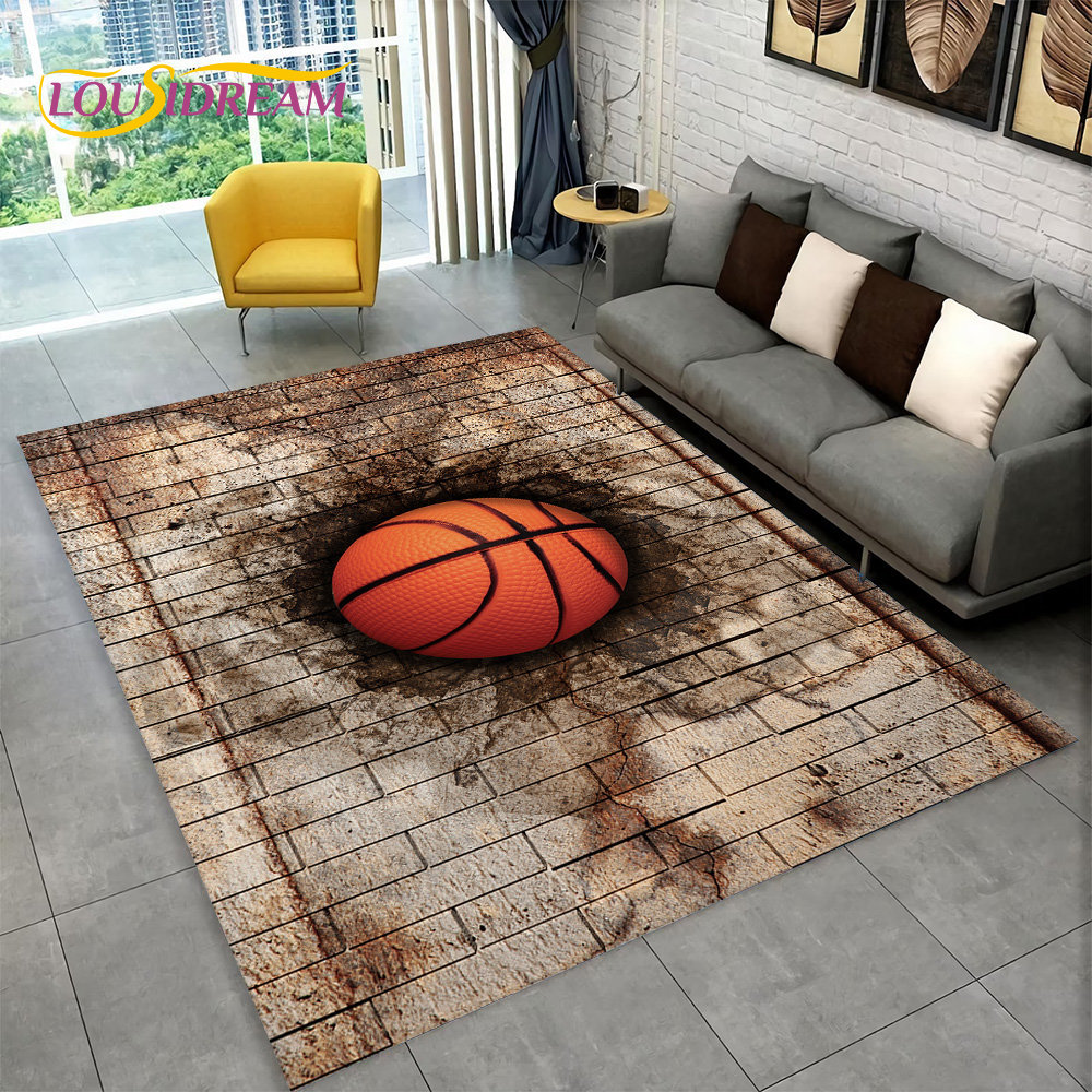 3D Basketball Cour Cartoon Are - Retro Gaming Rug review and price