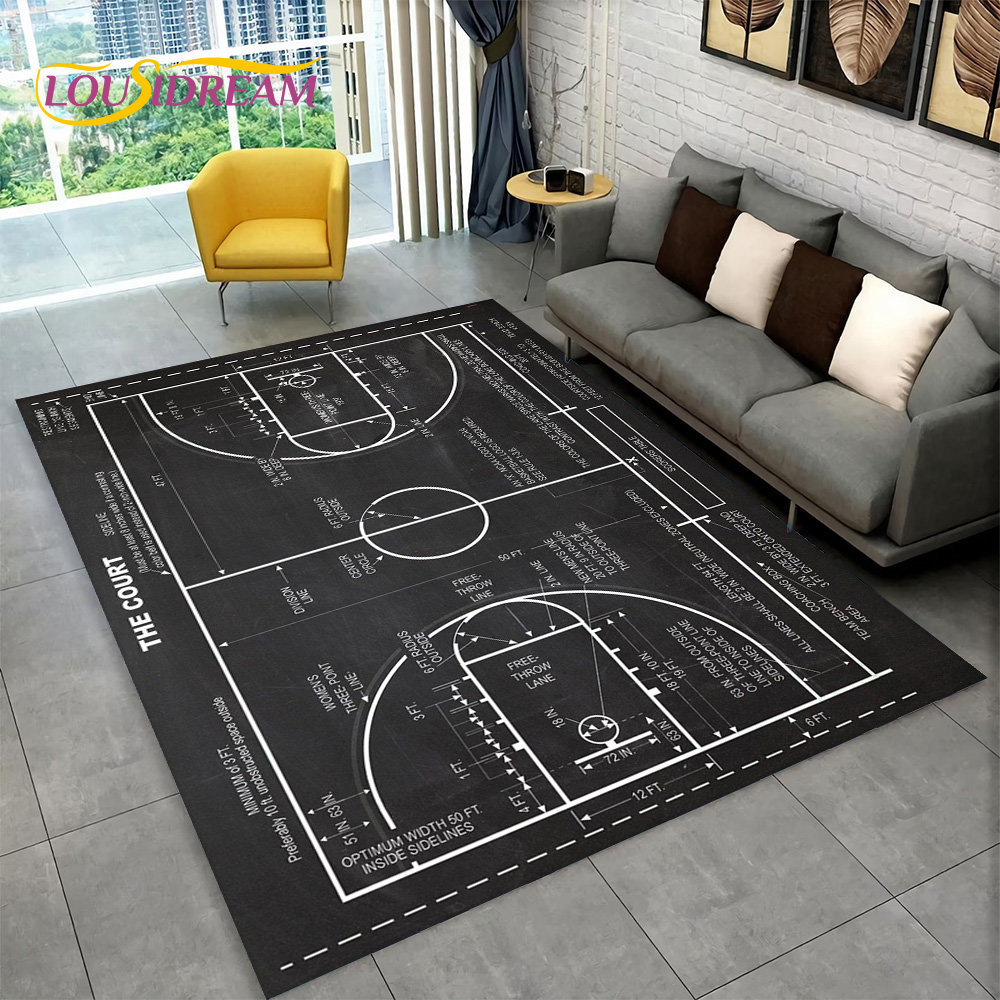 3D Basketball Cour Cartoon Are - Retro Gaming Rug review and price