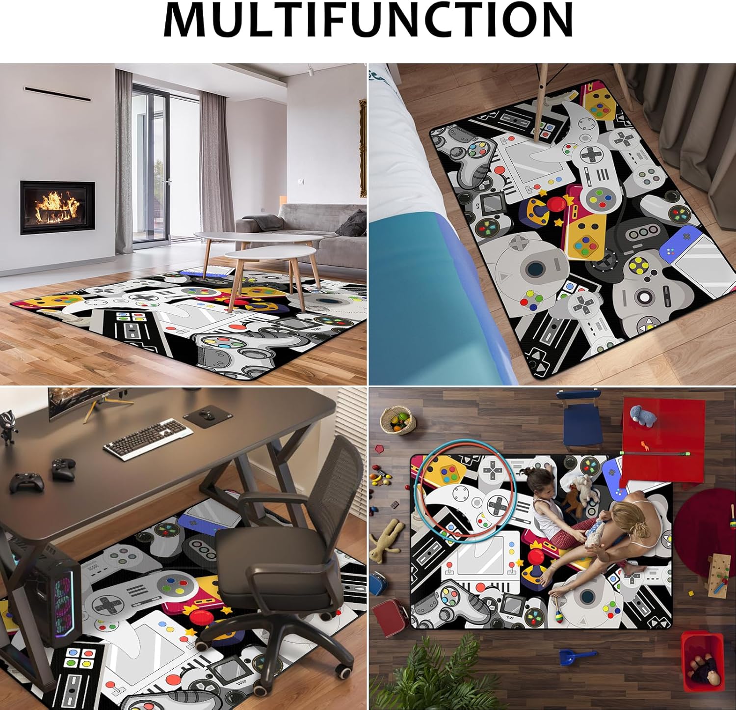 Retro Game Controller Print Ar - Retro Gaming Rug review and price