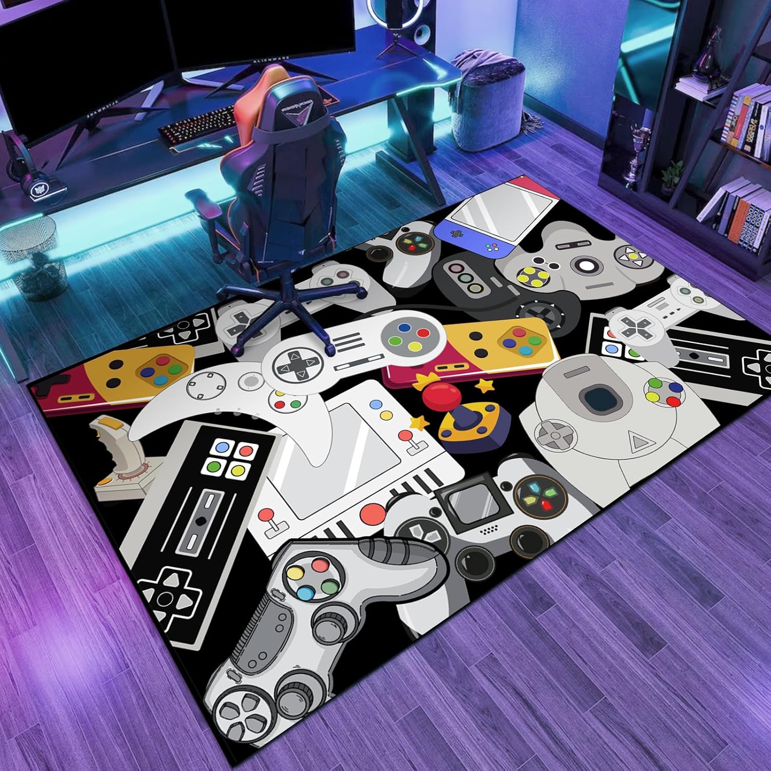 Retro Game Controller Print Ar - Retro Gaming Rug review and price